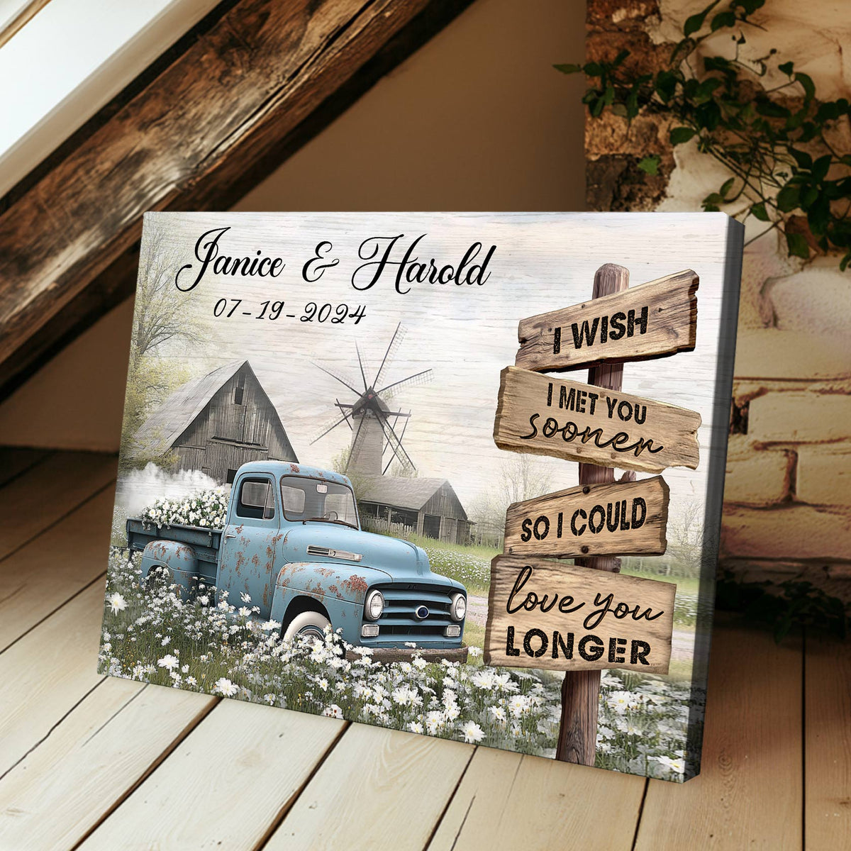 Best Couple Anniversary Gifts Personalized Farmhouse Old Truck Canvas/Poster