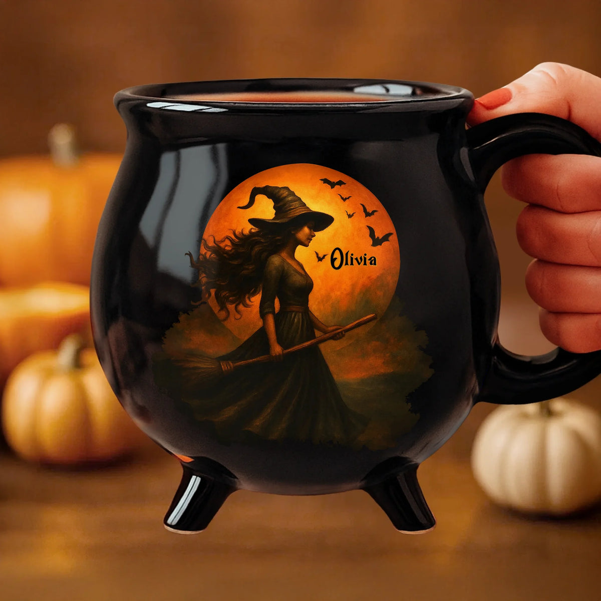 Witching You A Wicked Brew - Personalized Halloween Witch Cauldron Mug