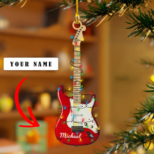 Personalized Electric Guitar Acrylic Christmas Ornament, Gift For Guitar Players