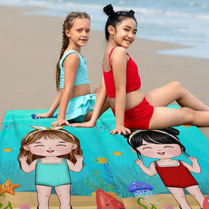 Summer, Beach, Pool, Travel And Kid - Family Personalized Beach Towel