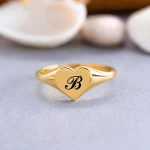 Heart-shaped Personalized Initial Ring