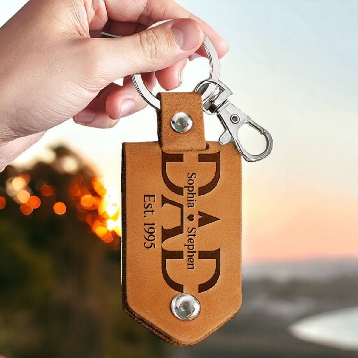 Custom Photo Drive Safe - Personalized Leather Photo Keychain