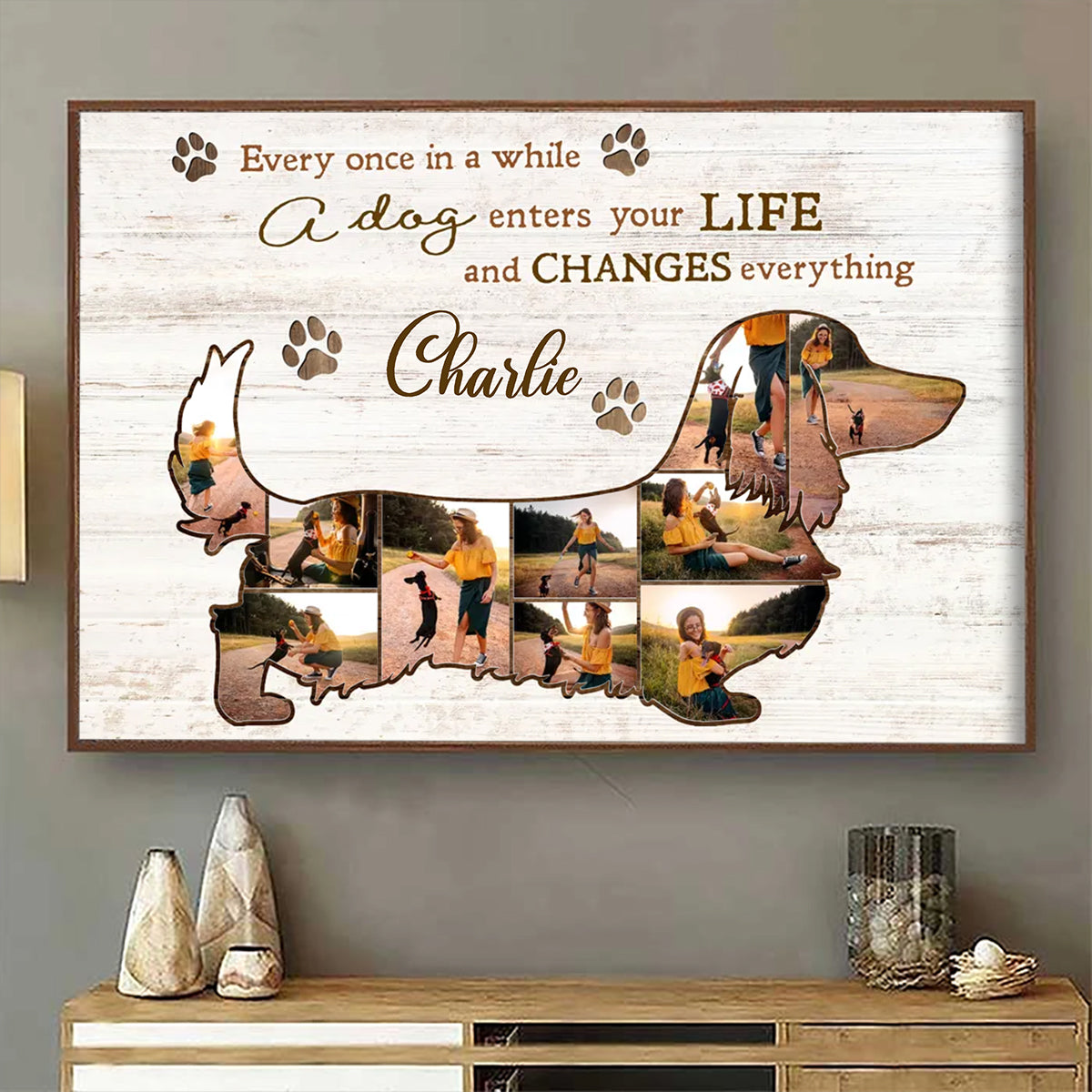 Best Dachshund Dog Personalized Photo Collage Canvas Gift For Dog Lover