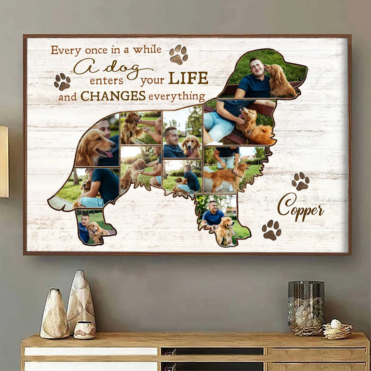 Best Golden Retriever Personalized Photo Collage Canvas Gift For Dog Lover