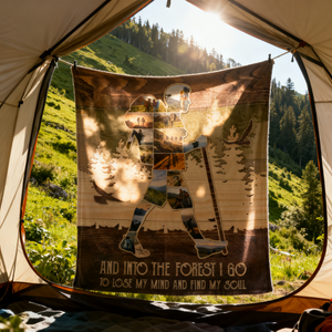 Personalized Mountain Hiking Photo Collage Blanket, Outdoorsy Gifts Hiking Gift for Hikers