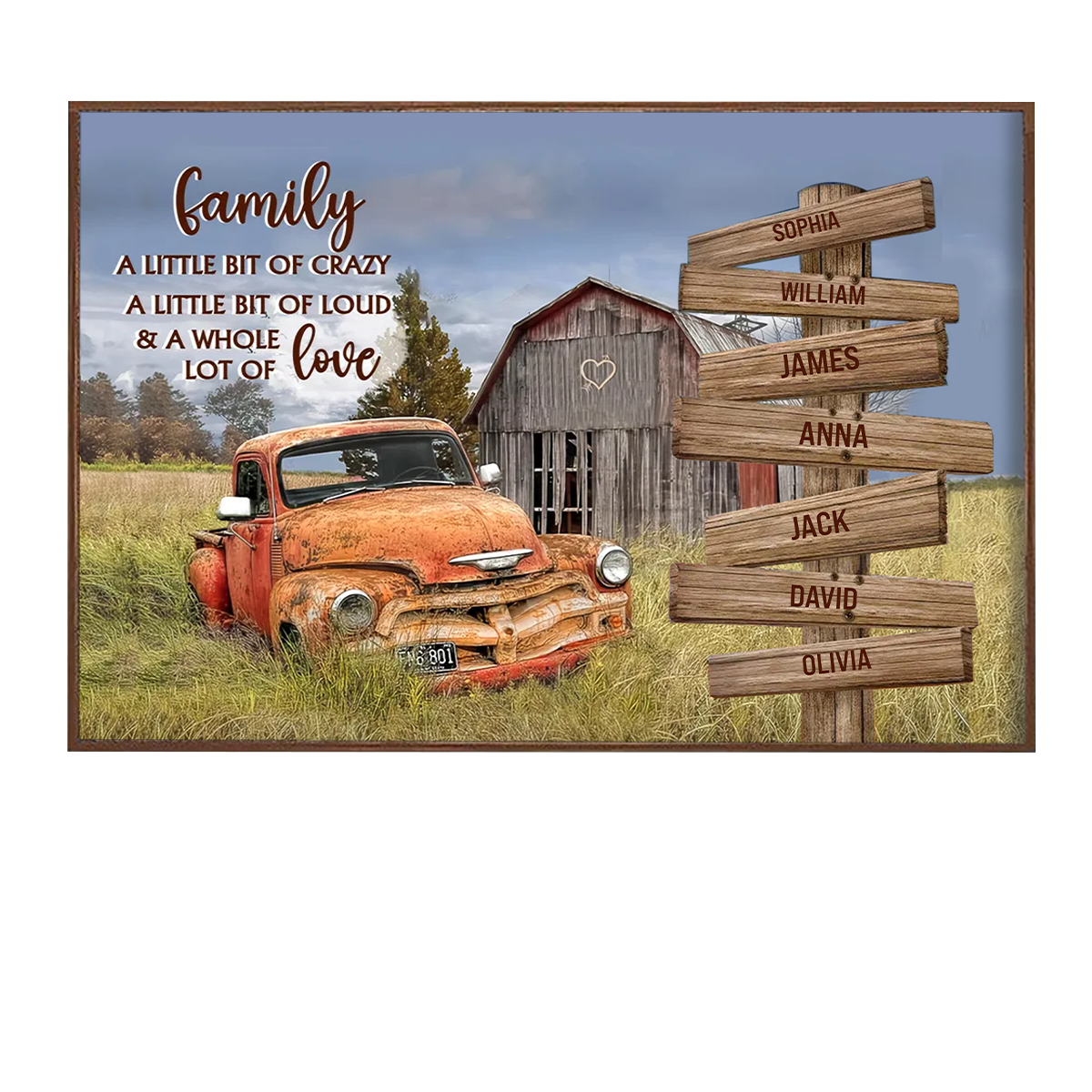 Personalized Family Old Barn and Vintage Vehicle Poster