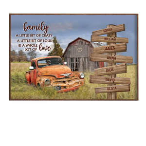 Personalized Family Old Barn and Vintage Vehicle Poster