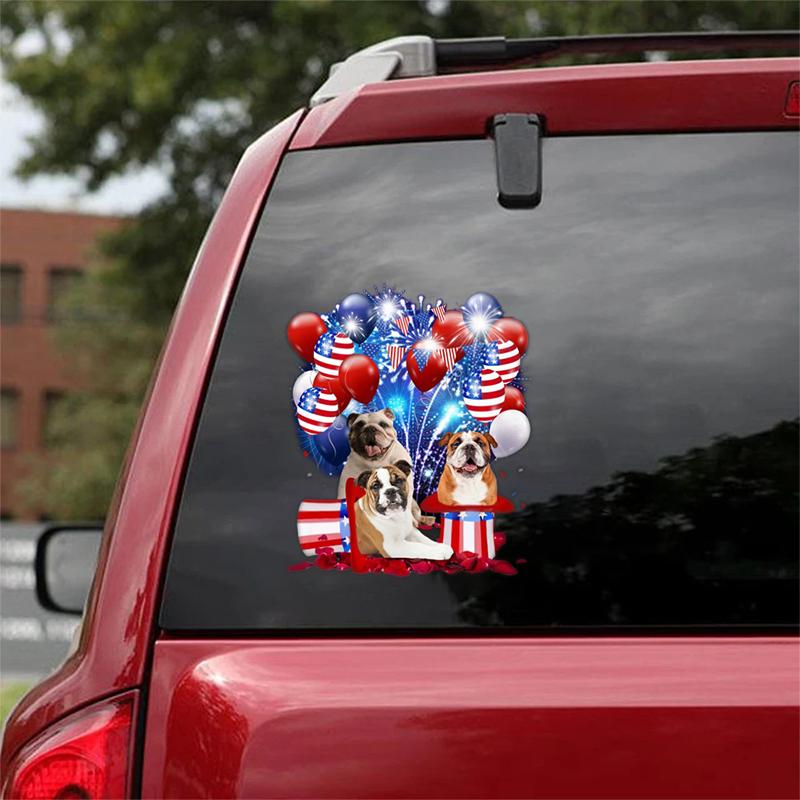 Bulldog - Fireworks Celebration Car Sticker