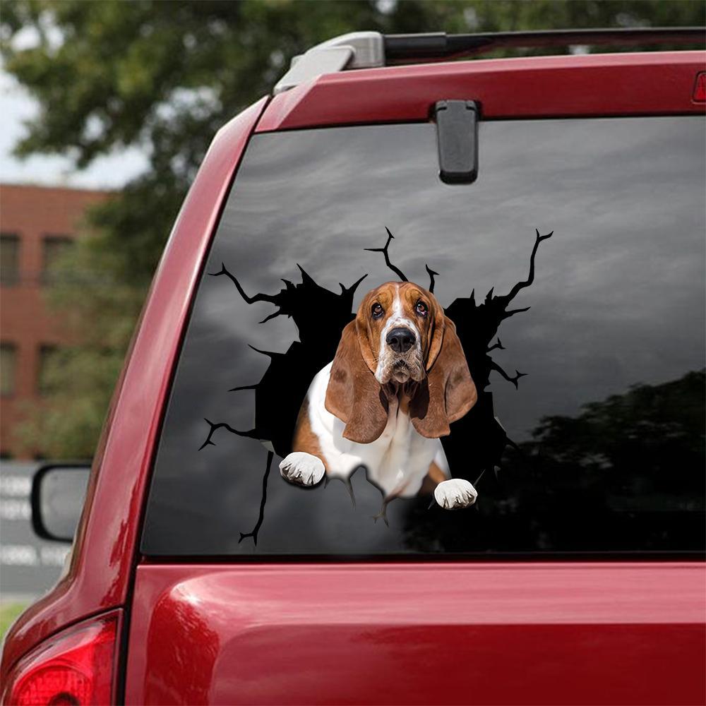 Basset Hound Crack Car Sticker, Toilet Sticker, Fridge Sticker 14