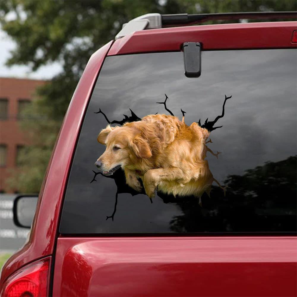 Golden Retriever Crack Car Sticker, Toilet Sticker, Fridge Sticker 21