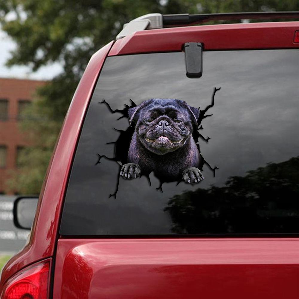 Pug Crack Car Sticker 26