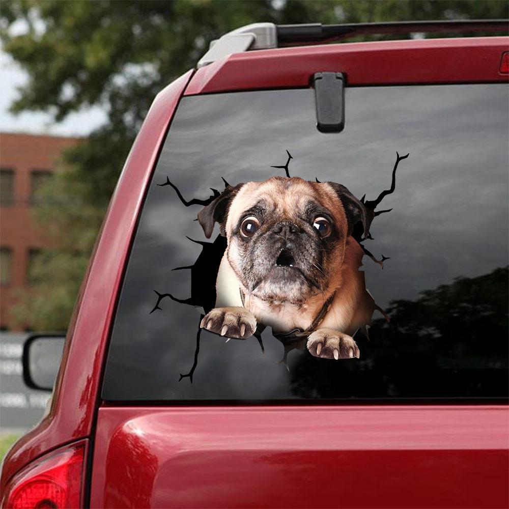 Pug Crack Car Sticker 32