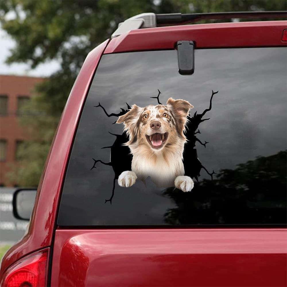Border Collie Crack Car Sticker, Toilet Sticker, Fridge Sticker 6