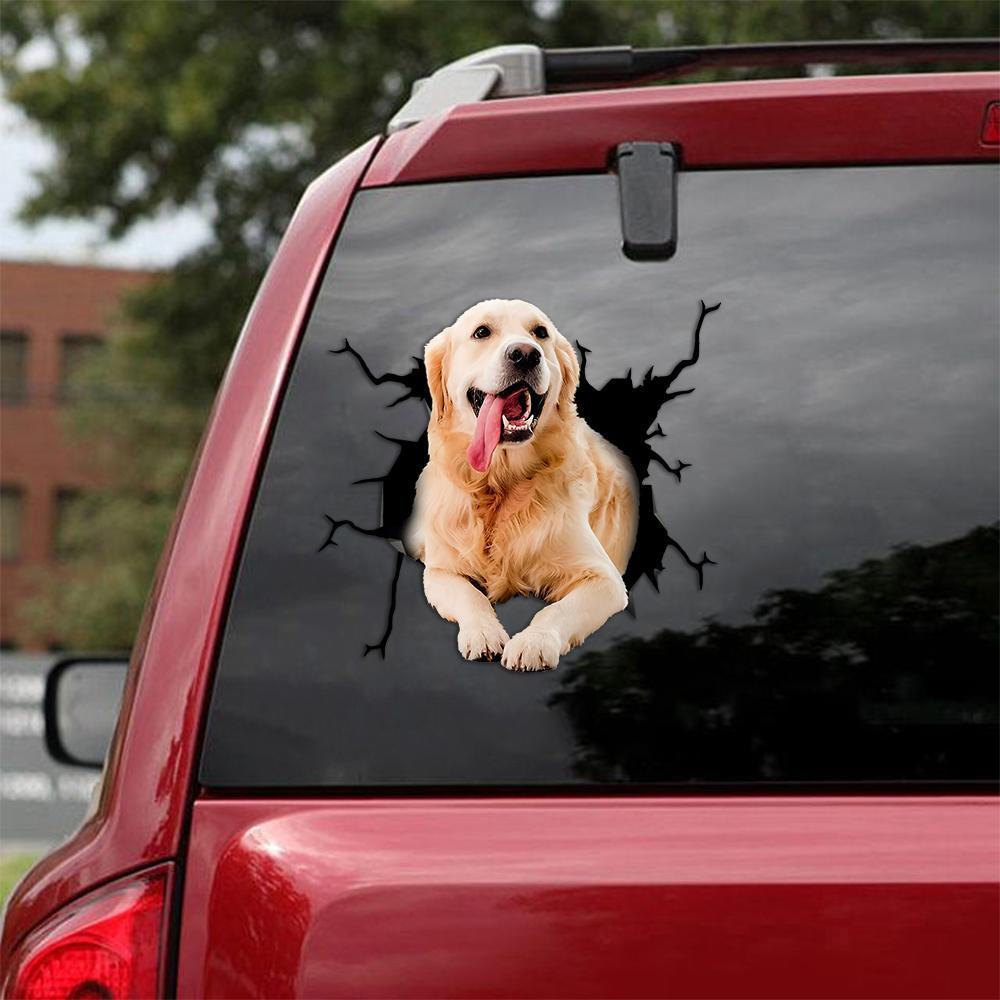 Golden Retriever Crack Car Sticker, Toilet Sticker, Fridge Sticker 31