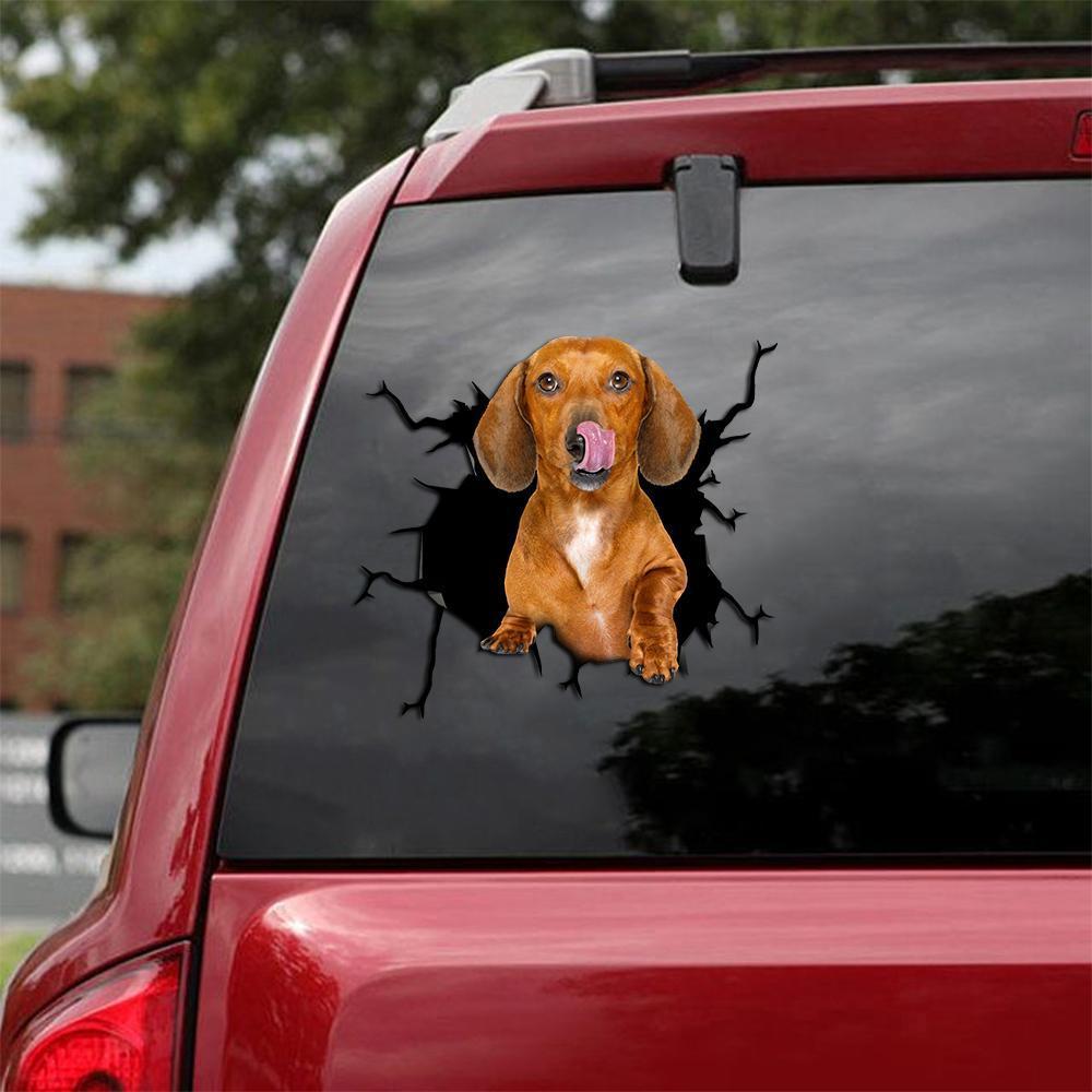 Dachshund Crack Car Sticker, Toilet Sticker, Fridge Sticker (27)