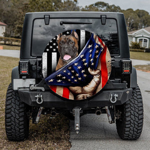 Boxer Inside American Flag Independence Day Spare Tire Cover