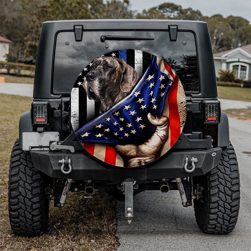 Great Dane Inside American Flag Independence Day Spare Tire Cover