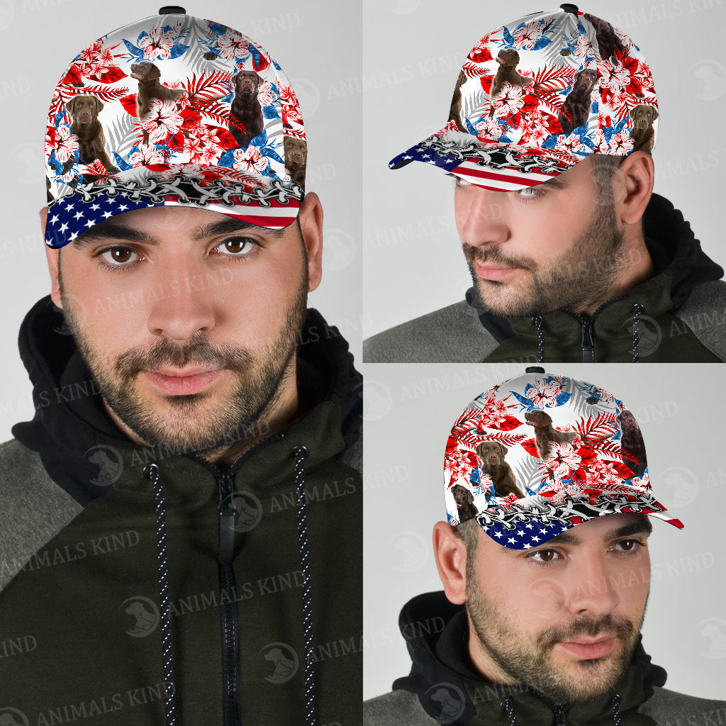 Labrador Chocolate - American Flag Cap