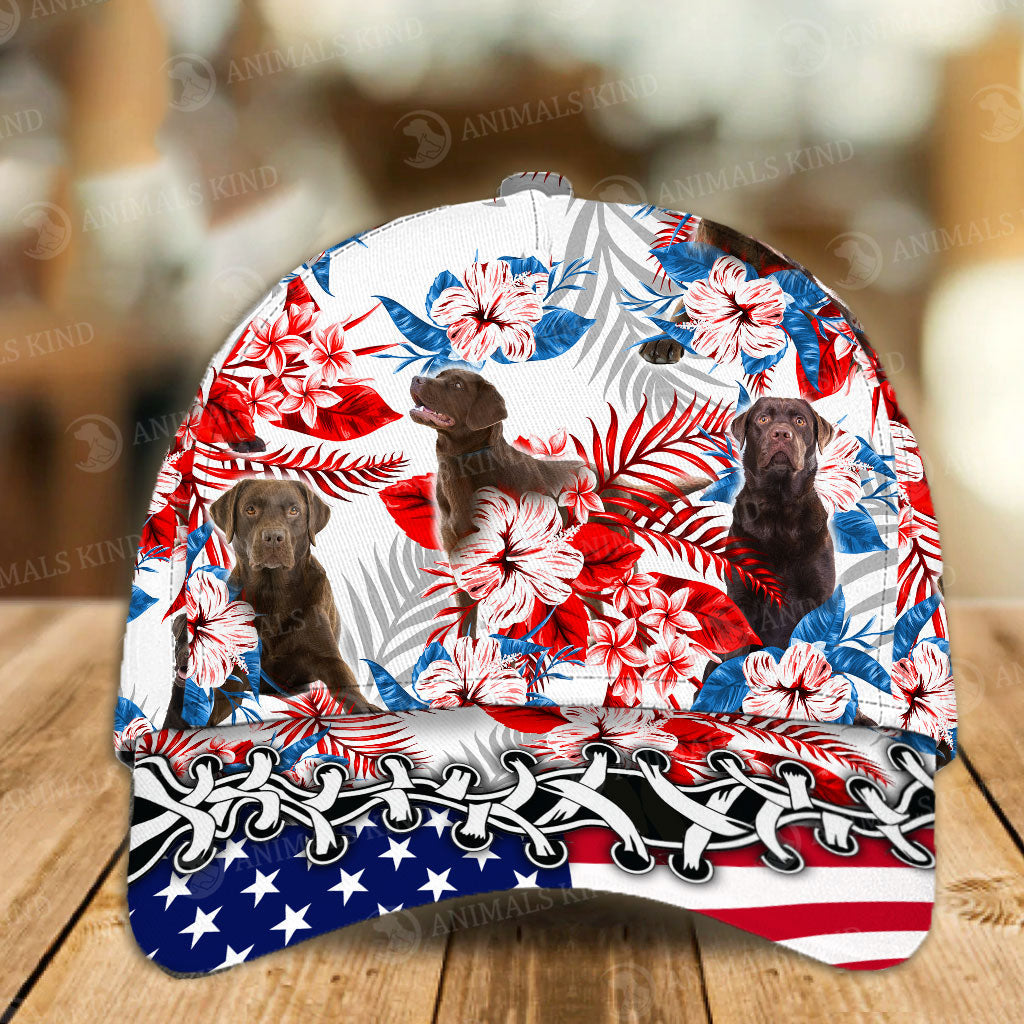 Labrador Chocolate - American Flag Cap