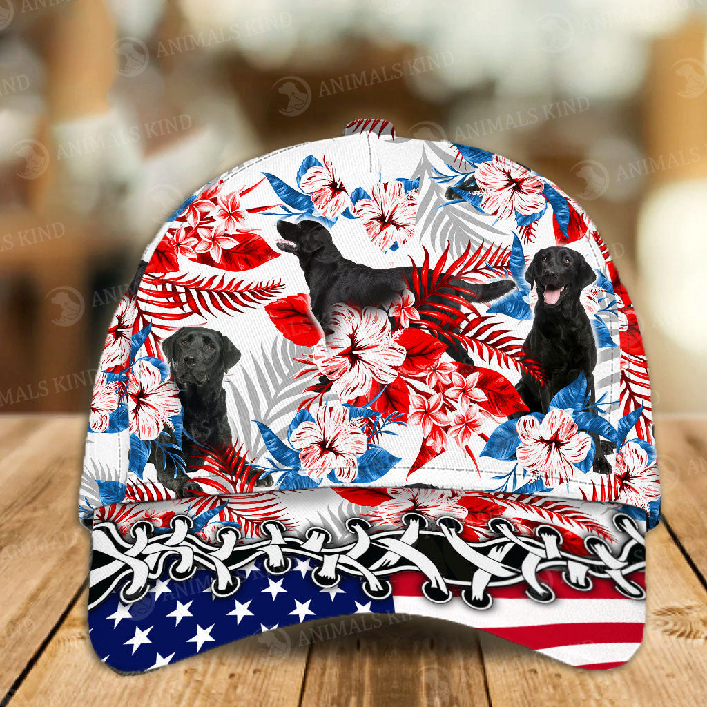 Black Labrador - American Flag Cap