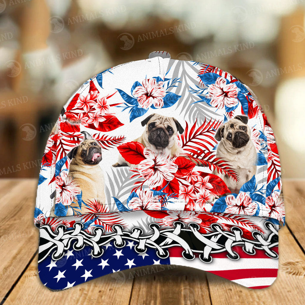 Pug - American Flag Cap