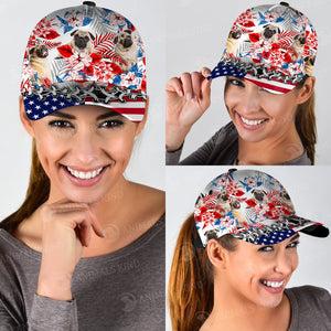 Pug - American Flag Cap