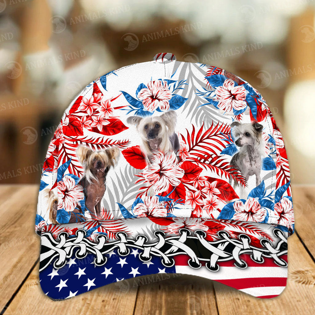 Chinese Crested - American Flag Cap