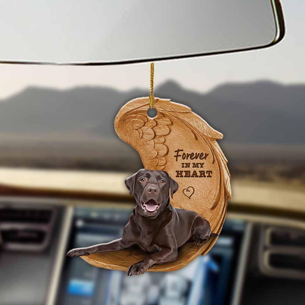 Chocolate Labrador retriever forever in my heart hanging ornament-2D Effect