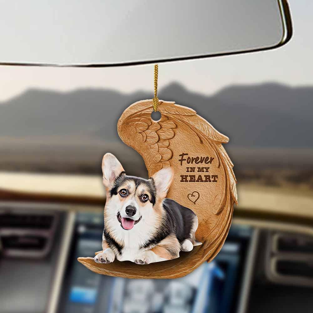 Tricolor corgi forever in my heart hanging ornament-2D Effect