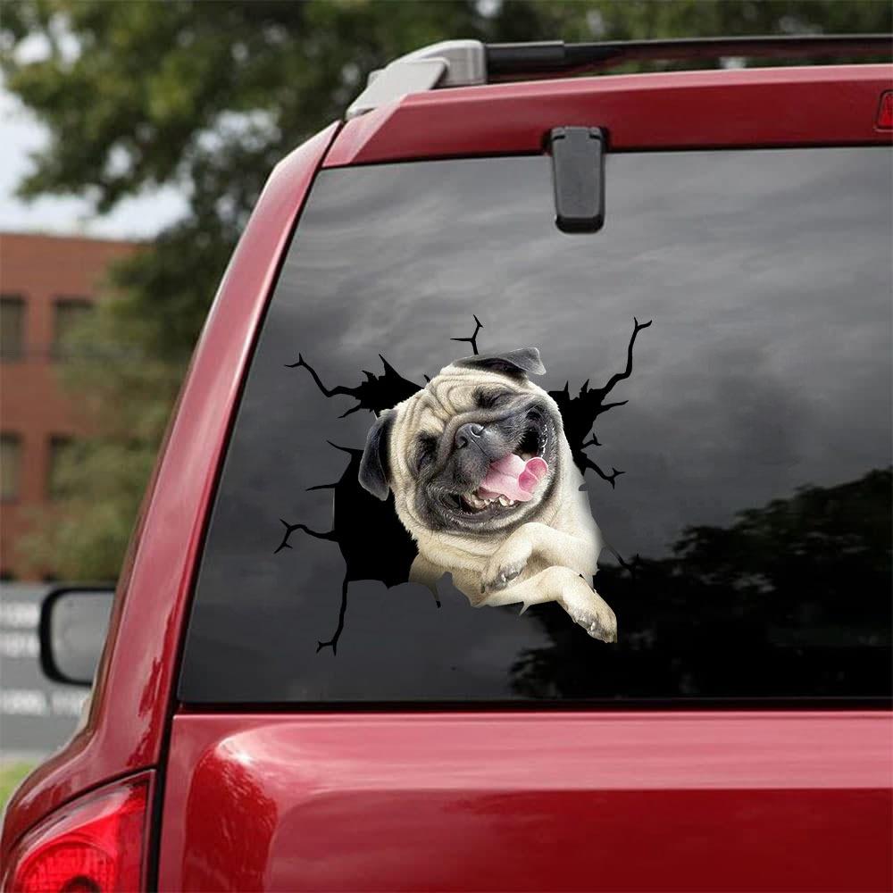 Pug Crack Car Sticker 4