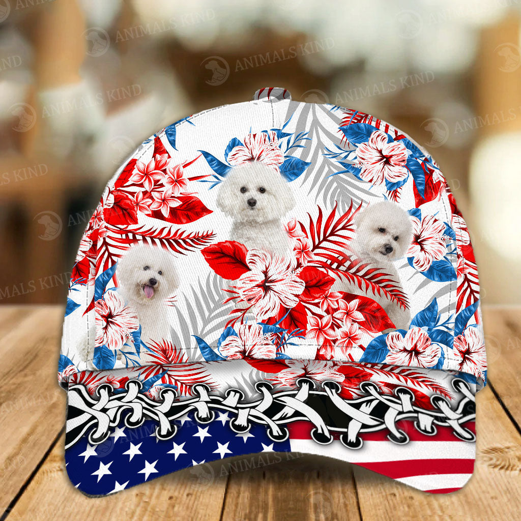 Bichon Frise - American Flag Cap