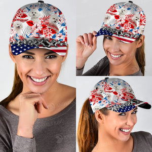 Bichon Frise - American Flag Cap