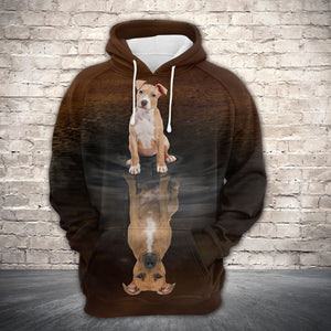 Cute American Pit Bull Terrier Reflection All Over Hoodie