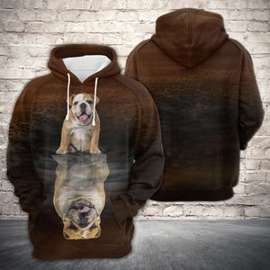 Cute Bulldog 2 Reflection All Over Hoodie