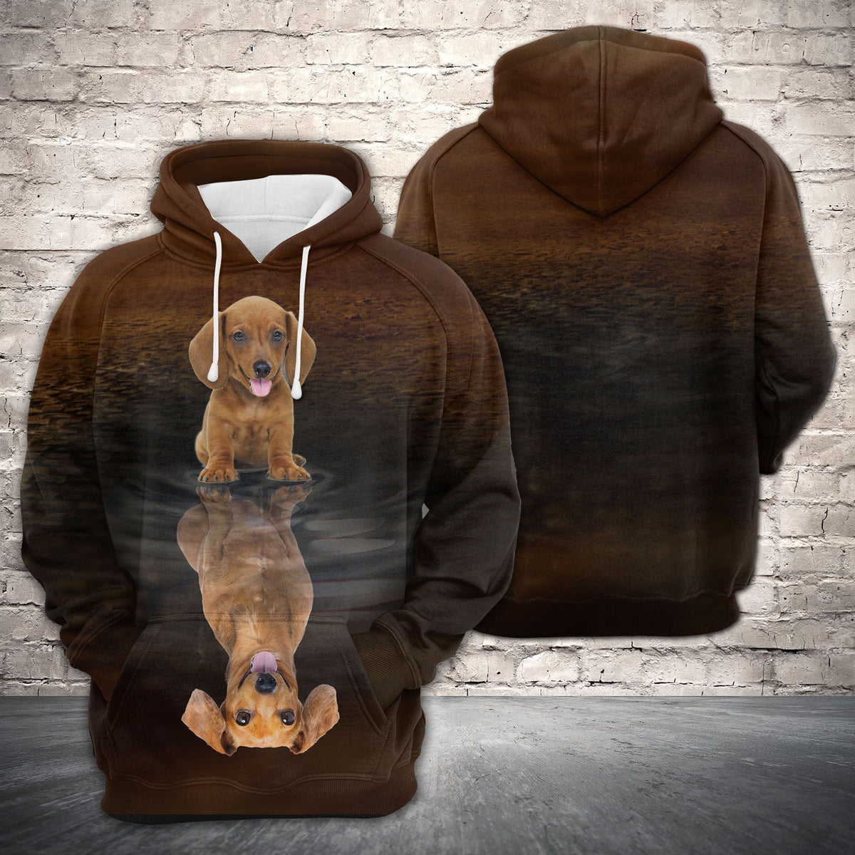Cute Dachshund Reflection All Over Hoodie