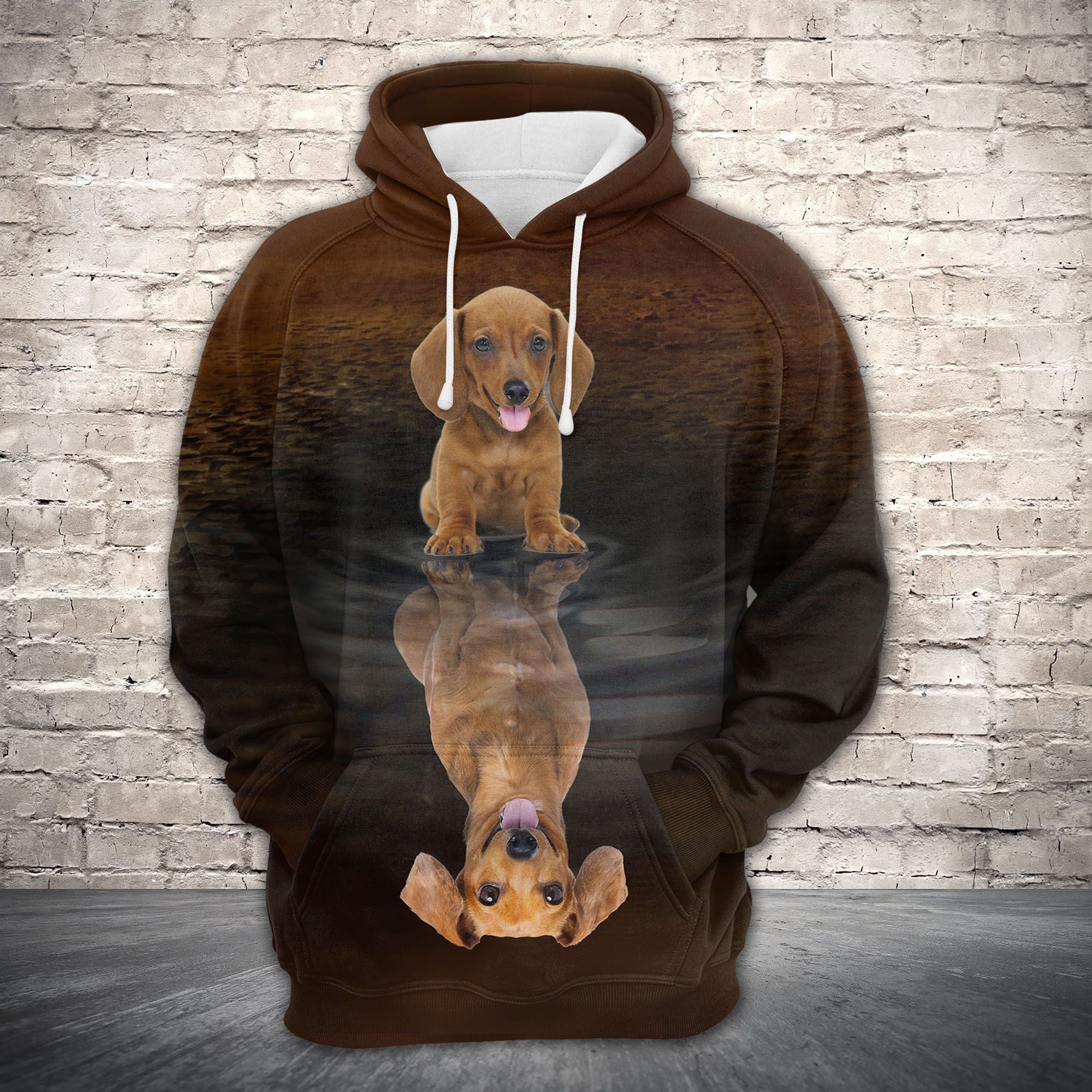 Cute Dachshund Reflection All Over Hoodie