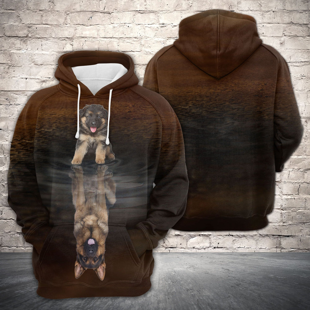 Cute German Shepherd Reflection All Over Hoodie
