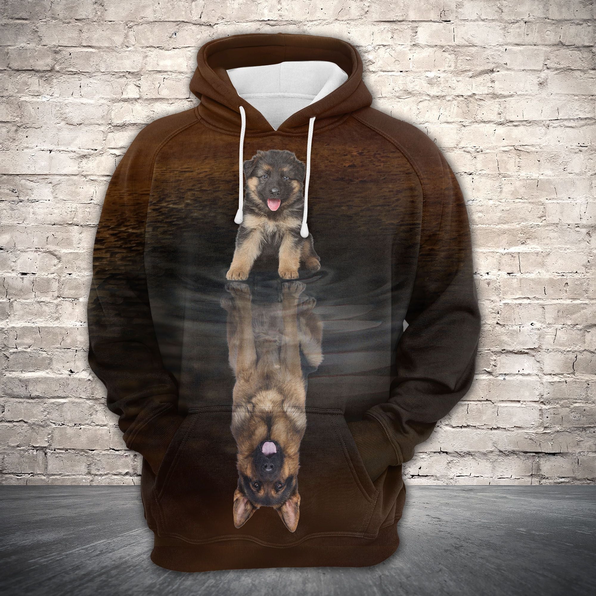 Cute German Shepherd Reflection All Over Hoodie