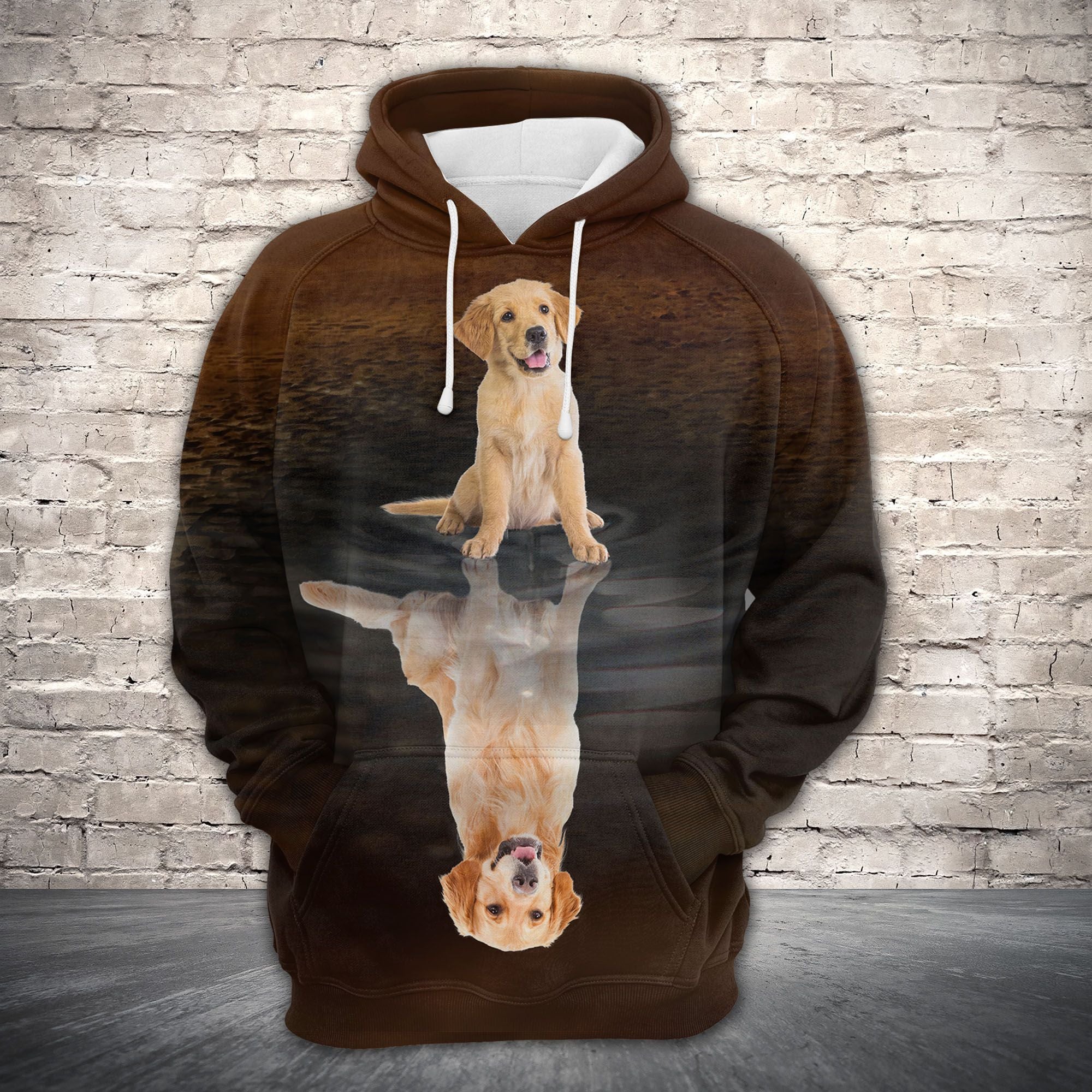 Cute Golden Retriever Reflection All Over Hoodie