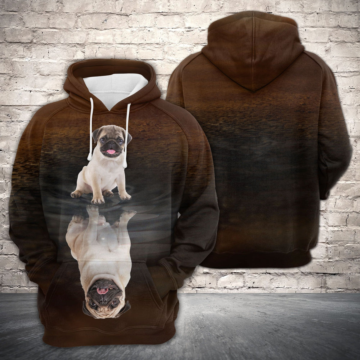Cute Pug Reflection All Over Hoodie