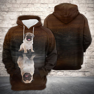 Cute Pug Reflection All Over Hoodie