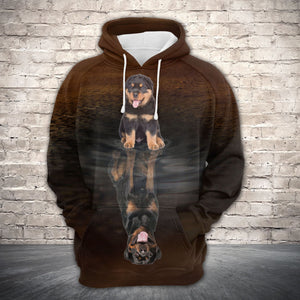 Cute Rottweiler Reflection All Over Hoodie