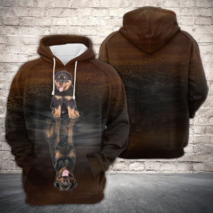 Cute Rottweiler Reflection All Over Hoodie