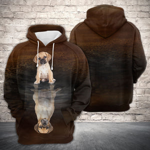 Cute Puggle Reflection All Over Hoodie