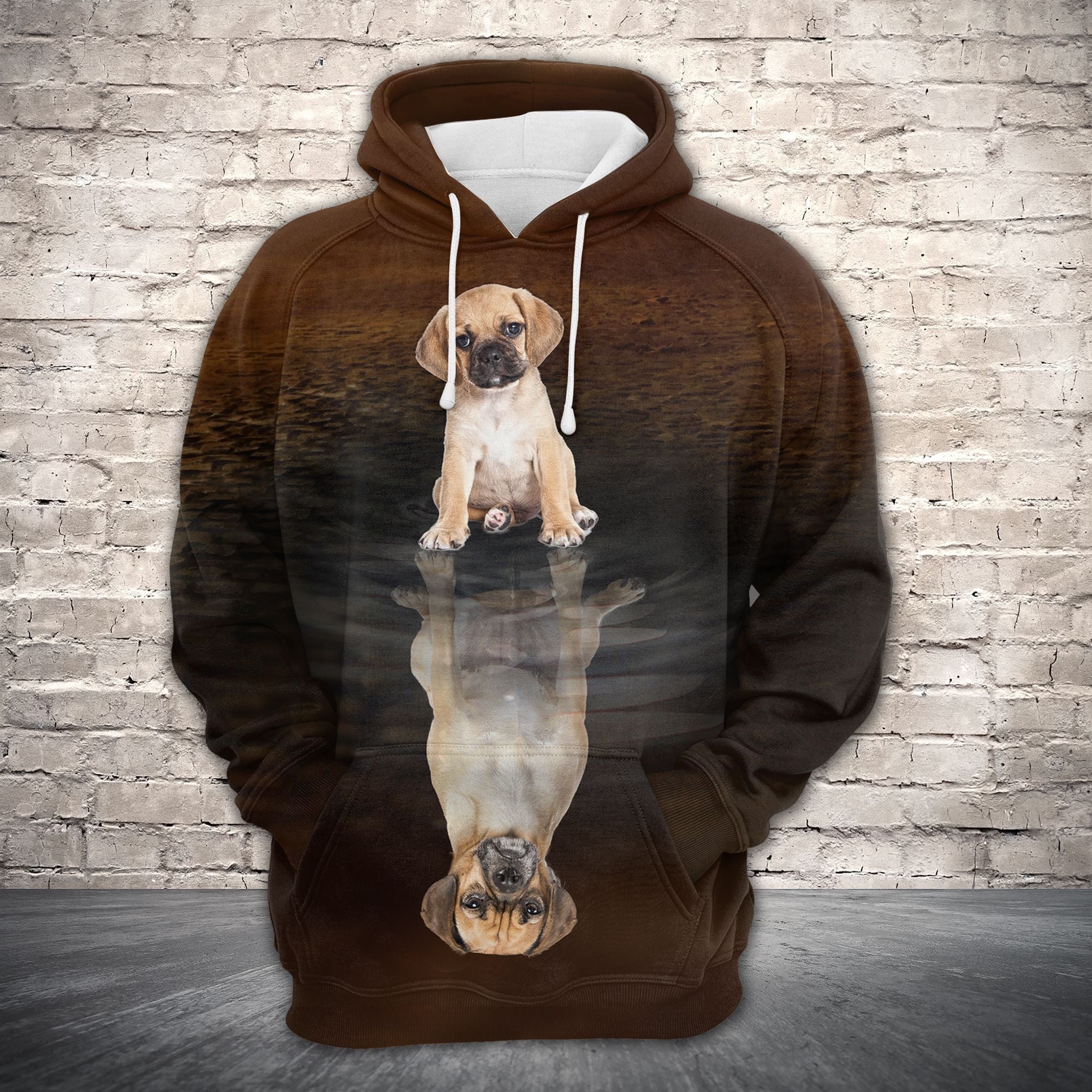 Cute Puggle Reflection All Over Hoodie