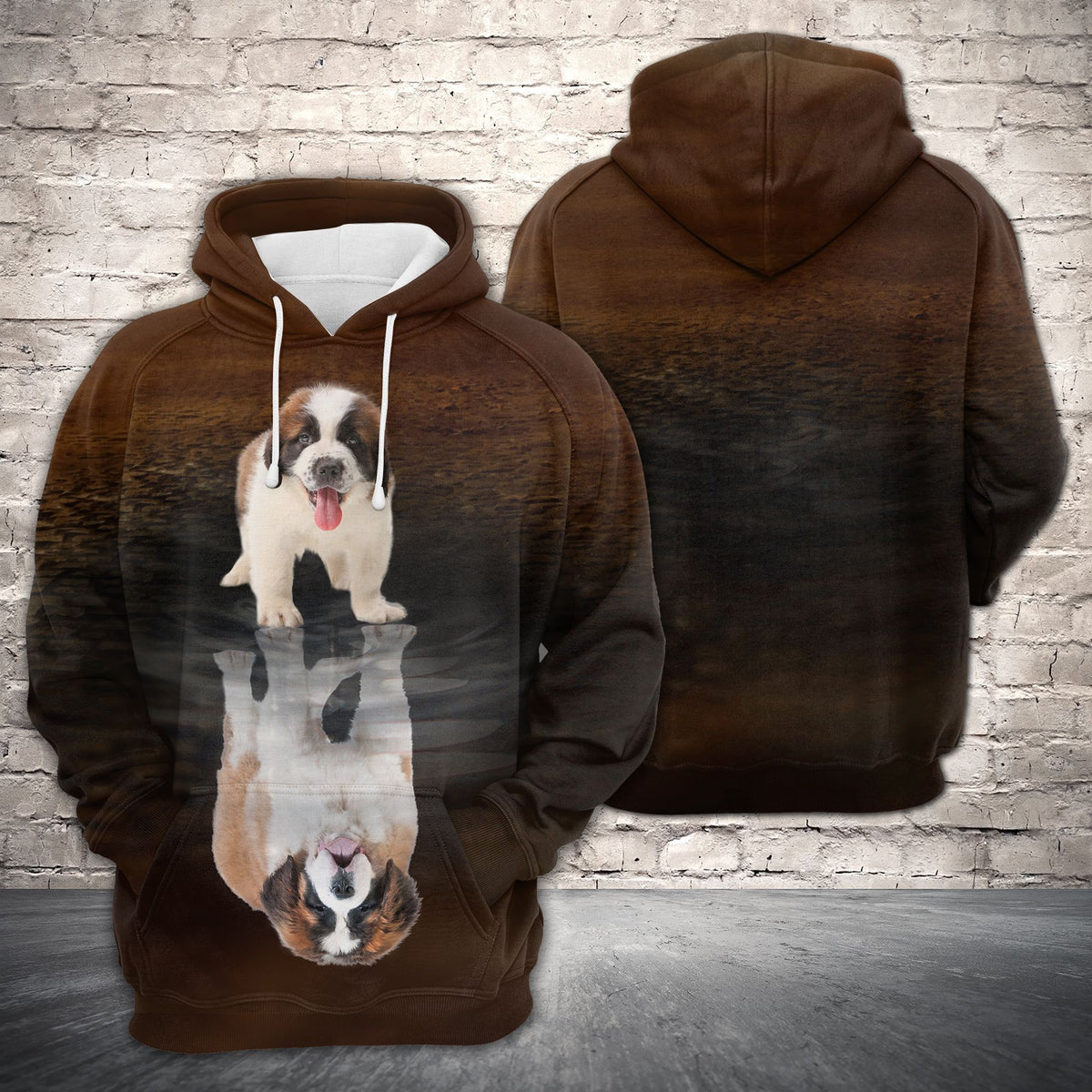 Cute Saint Bernard Reflection All Over Hoodie