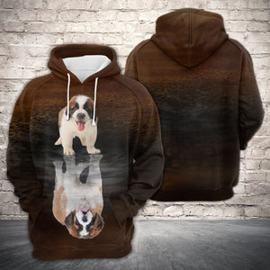 Cute Saint Bernard Reflection All Over Hoodie