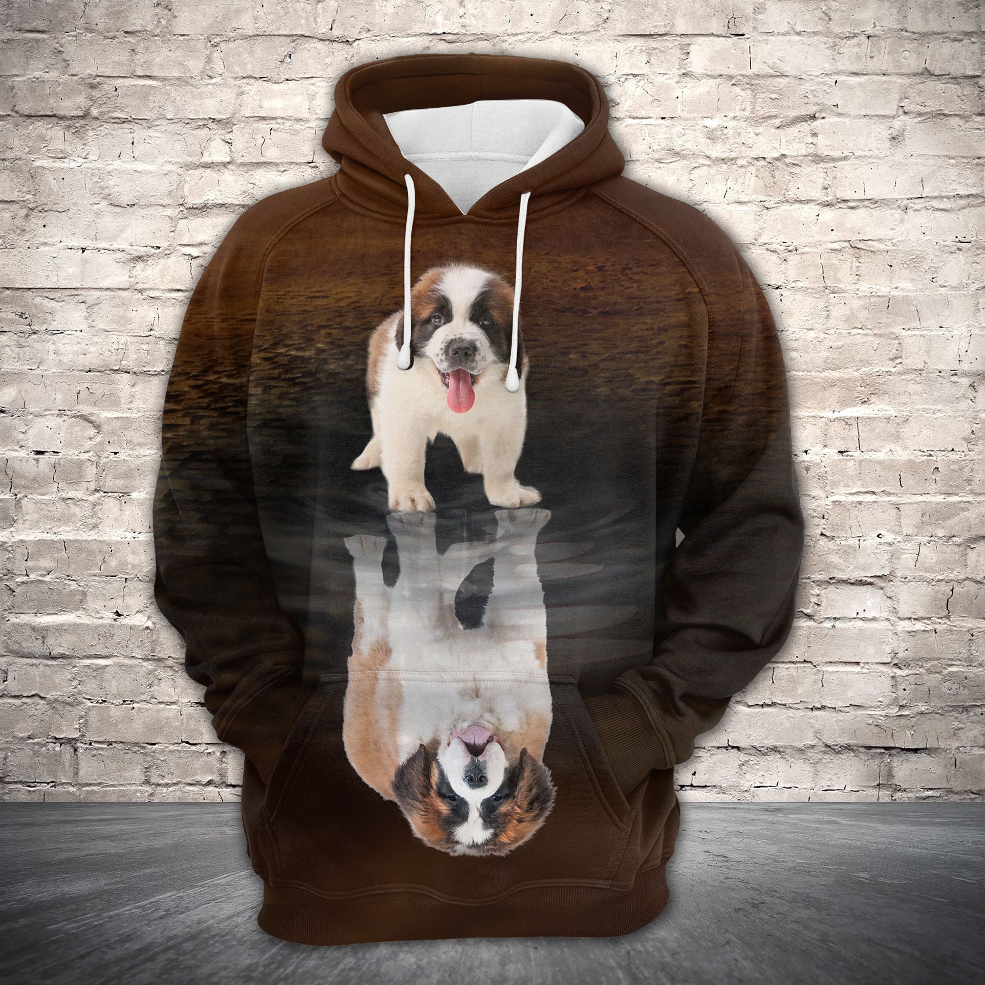 Cute Saint Bernard Reflection All Over Hoodie