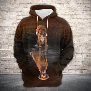 Cute Redbone Coonhound 2 Reflection All Over Hoodie