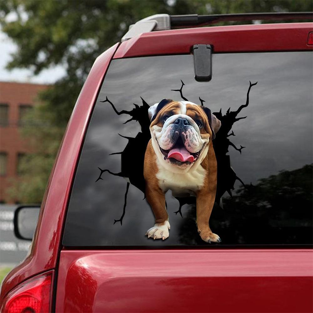 Bulldog English Bulldog Crack Car Sticker, Toilet Sticker, Fridge Sticker 16